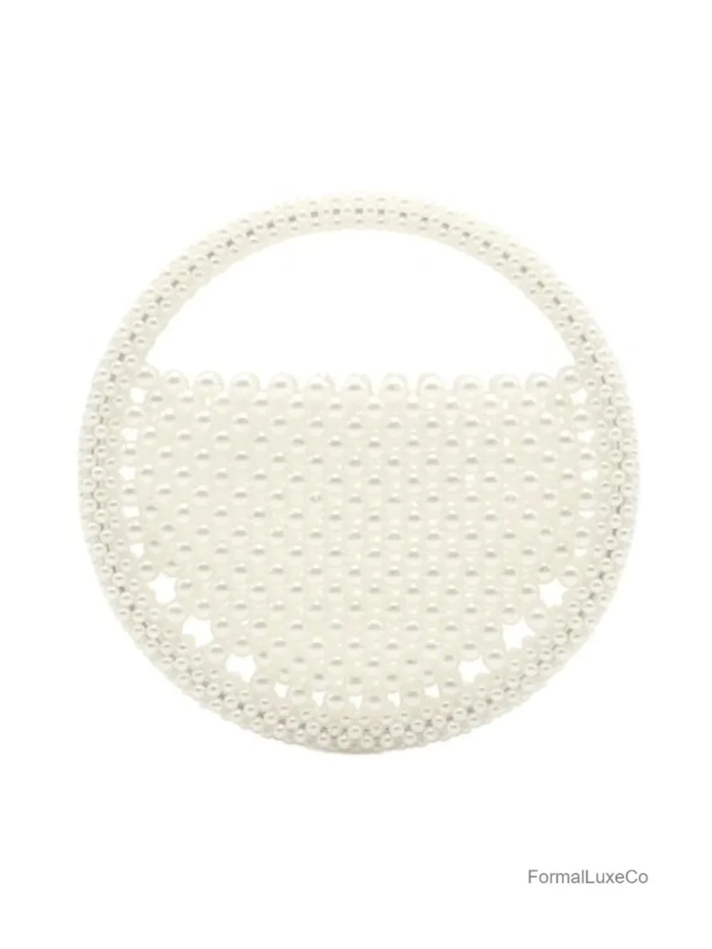 Handmade Pearl Beaded Clutch Top Handle Small Evening Bag